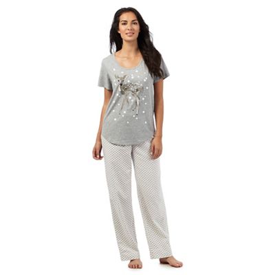Grey fawn and snow print pyjama set